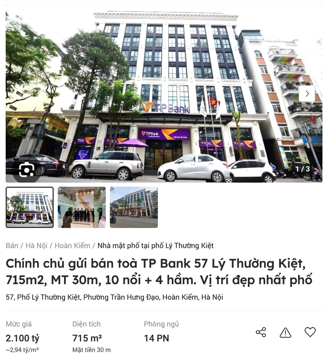Hội sở TPBank trên đất vàng Lý Thường Kiệt bất ngờ được rao bán trên mạng giá 2.100 tỷ đồng- Ảnh 2.