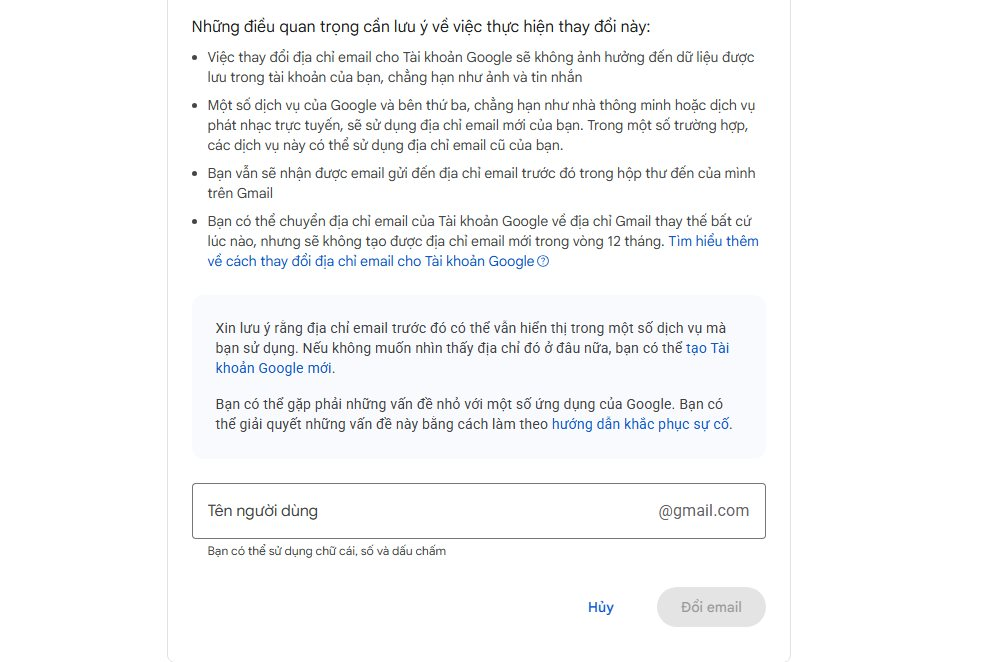 Tin cực vui: Google đ&atilde; ch&iacute;nh thức cho ph&eacute;p đổi t&ecirc;n địa chỉ Gmail cho tất cả người Việt Nam - V&agrave;o l&agrave;m ngay- Ảnh 3.