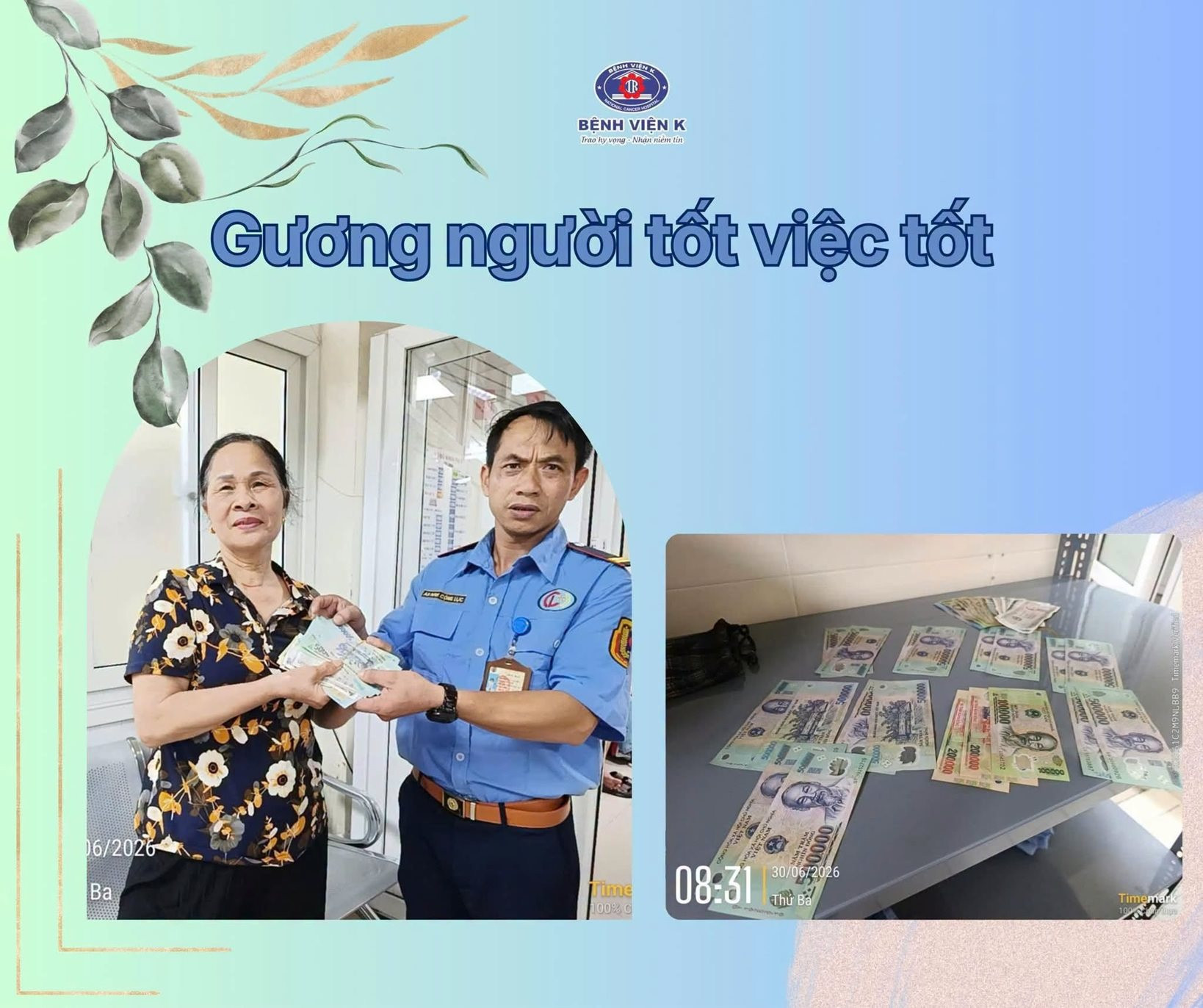 Ph&aacute;t hiện cọc tiền 500.000 đồng nằm chơ vơ tại Bệnh viện K, đội ngũ an ninh lập tức x&aacute;c minh, r&agrave; so&aacute;t hệ thống camera - Ảnh 2.